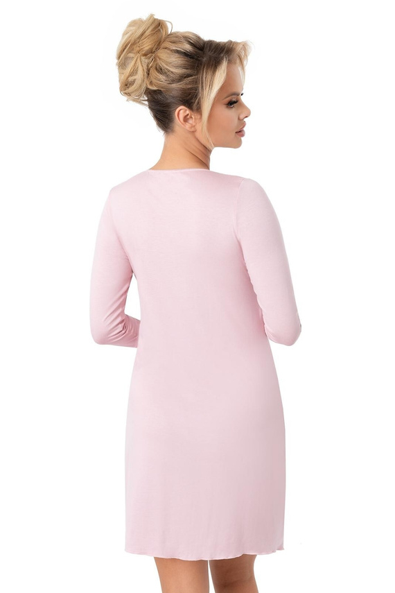 Nočná košeľa Donna Margo powder pink - viskóza, čipka, 3/4 rukáv, dĺžka pred kolená