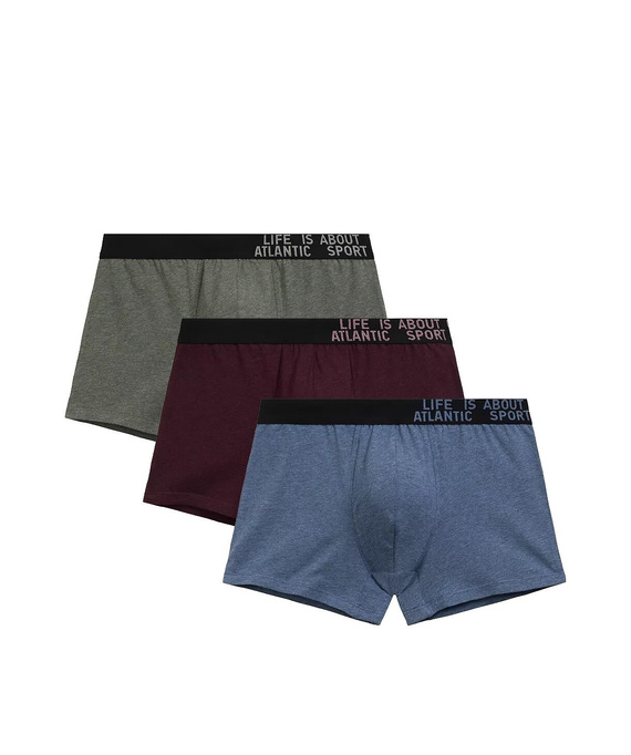 Pánske boxerky 3MH-226/25 green-maroon-blue-cotton, 3-pack, pohodlný strih