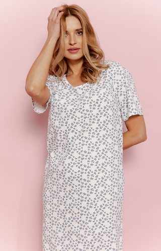 3419 Nočná košeľa Demi Taro - bavlna, kvetinová, s krátkym rukávom