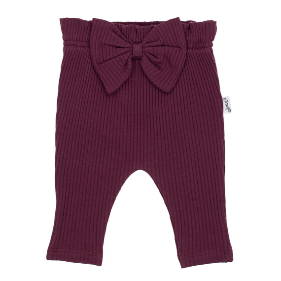 217016 Alisa Bavlnené nohavice Nicol rebrované s mašľou