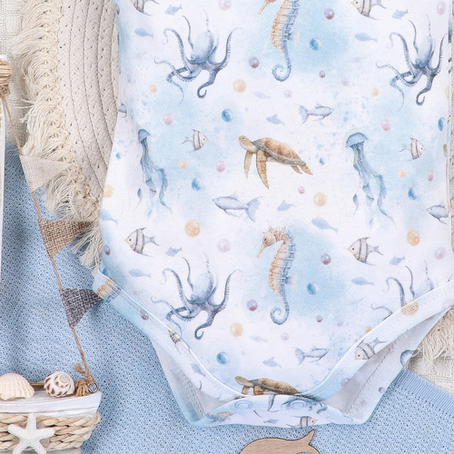 ABN-5447 Body z organickej bavlny Sea Of Joy od Nini - organická bavlna, krátky rukáv