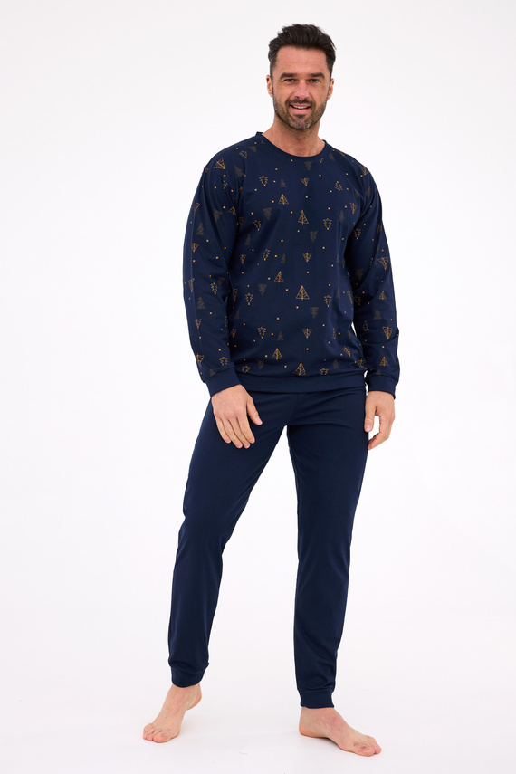 457/299 Night 3 Cornette - pánske bavlnené pyžamo, vianočné, dlhý rukáv, darčeková krabička