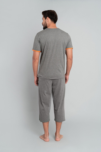 Marek Pánske pyžamo s krátkym rukávom, 3/4 nohavice Talianska móda - medium melange