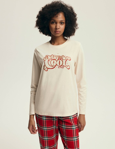 43717 Dalisa Henderson dámske pyžamo - teplé flanelové, dlhý rukáv, vianočná kocka