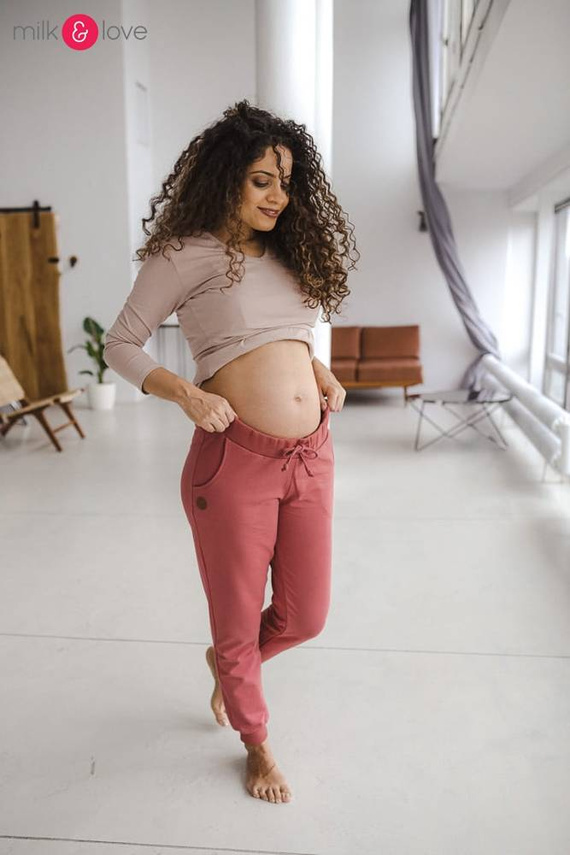 Spodnie dresowe ciążowe Milk&Love niebieski dusty cedar