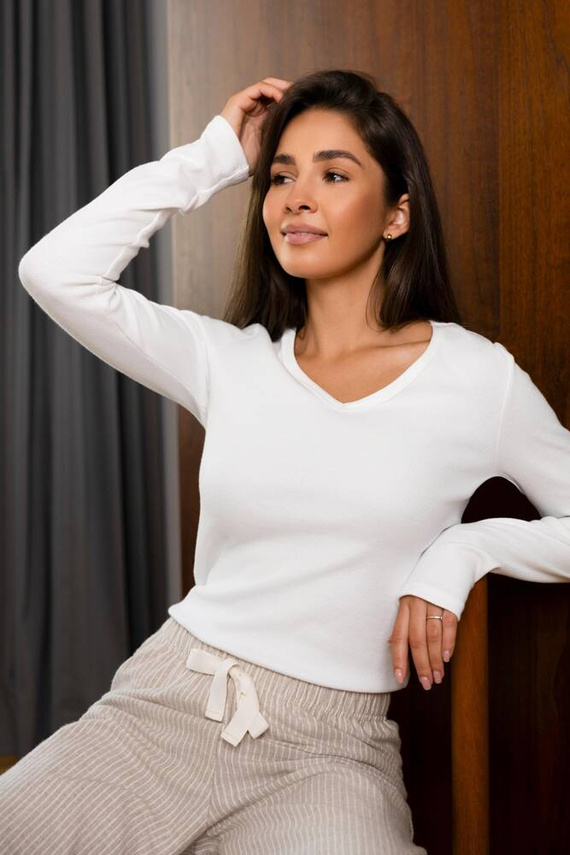 Dinah Dámske pyžamo Sensis Flanel - krémovo-béžové