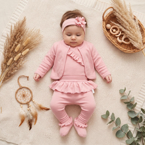 Komplet pre bábätko Nicol 142106 5-dielny 100 % bavlna pudrovo ružový
