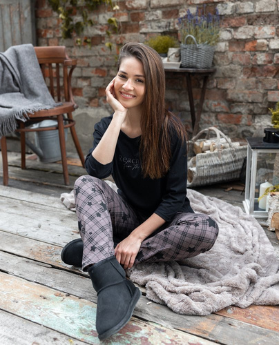 Sensis Reach For The Stars Dámske pyžamo - čierno-hnedé