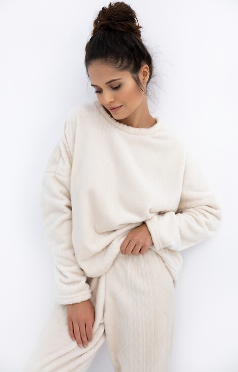 Bridget Homewear Sensis dámske pyžamo - teplé, mäkký úplet, farba ecru