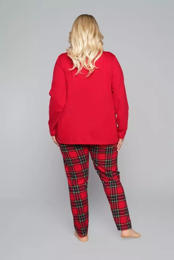Zorza dámske pyžamo s dlhým rukávom, nohavice Talianska móda - červená/potlač