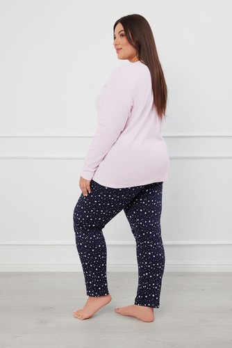 Libra Dámske pyžamo s dlhým rukávom a nohavicami Italian Fashion - ružová/potlač