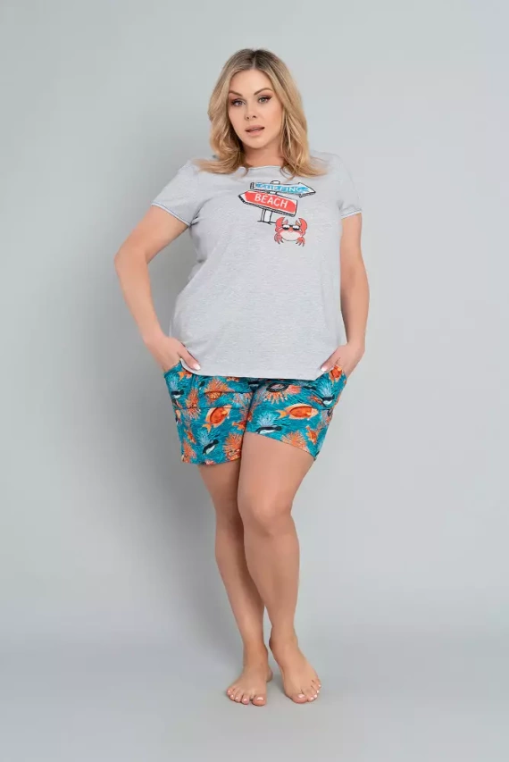 Oceania Dámske pyžamo s krátkym rukávom, šortky Italian Fashion- melange/print