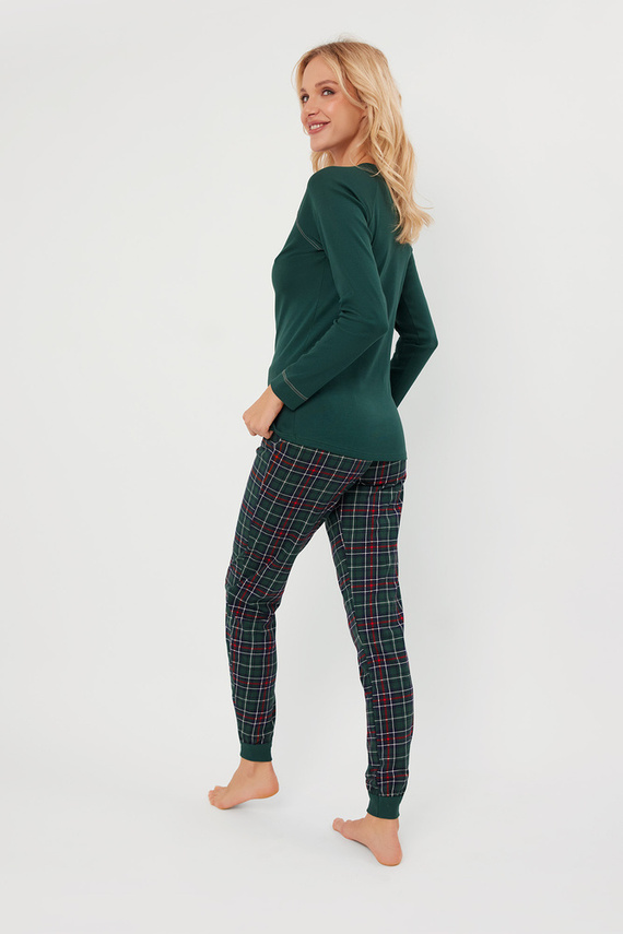 Foggia Dámske pyžamo s dlhým rukávom a dlhými nohavicami Italian Fashion - zelená/potlač