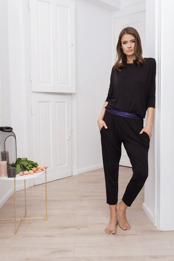 Štýl Dámsky set s 3/4 rukávmi, dĺžka.talianske módne nohavice čierne