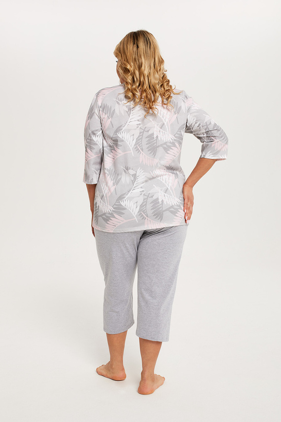 Bartonia Dámske pyžamo s 3/4 rukávmi a 3/4 nohavicami Italian Fashion - potlač/melanžová
