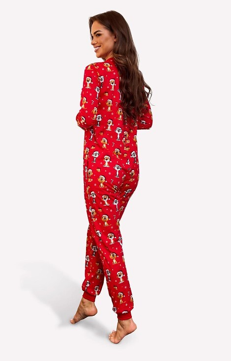 786/473 Dog 3 Cornette dámsky overal - červený, slávnostný, bavlna