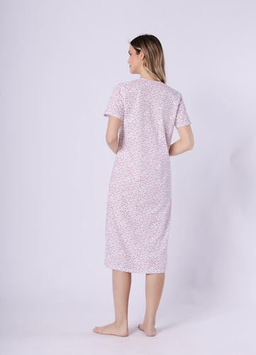 Oriana dámska košeľa 1723/1760 Leveza koralová bavlna, krátky rukáv, gombíky, midi