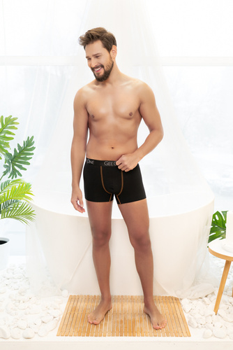 Fluo pánske boxerky Italian Fashion - čierna/fluo oranžová