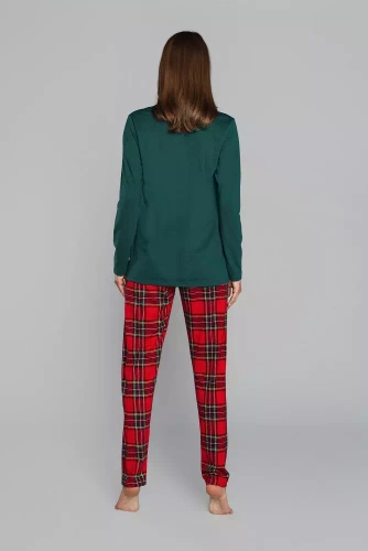 Zorza dámske pyžamo s dlhým rukávom, nohavice Talianska móda - zelená/potlač
