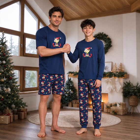 Cornette Elf 2 Christmas 967/62 Mládežnícke pyžamo tmavomodré 100 % bavlna