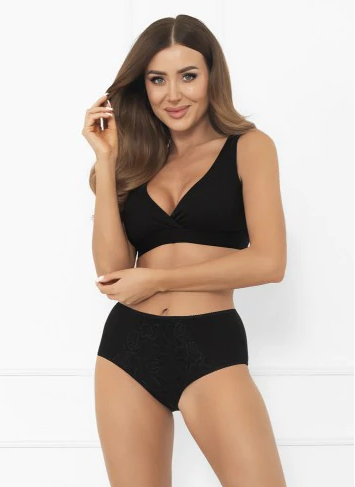 Dámske maxi nohavičky Libra s čipkovým akcentom | Italian Fashion black