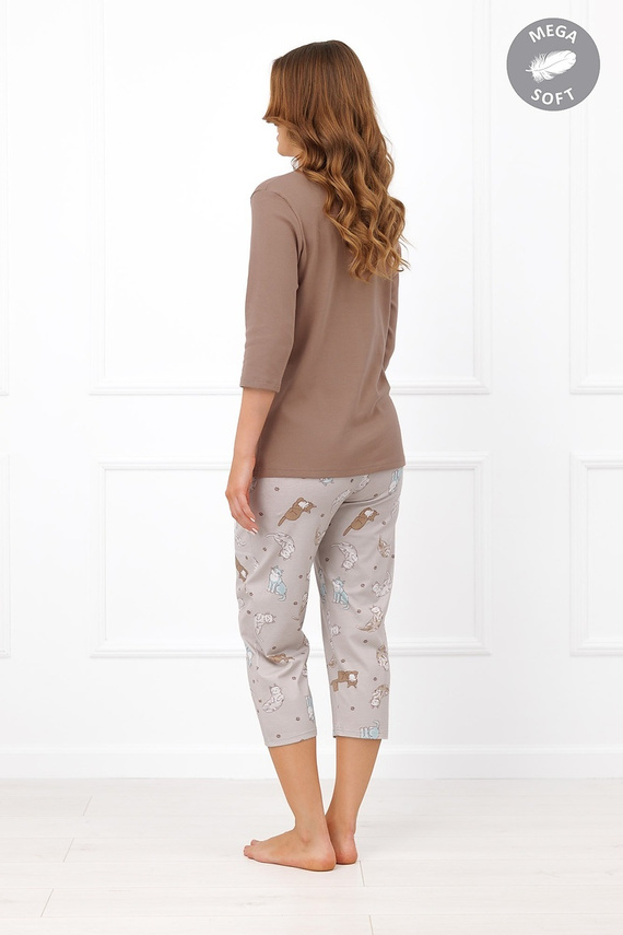 Italian Fashion Filomena dámska pyžama Mega Soft 3/4 mačky vrecká