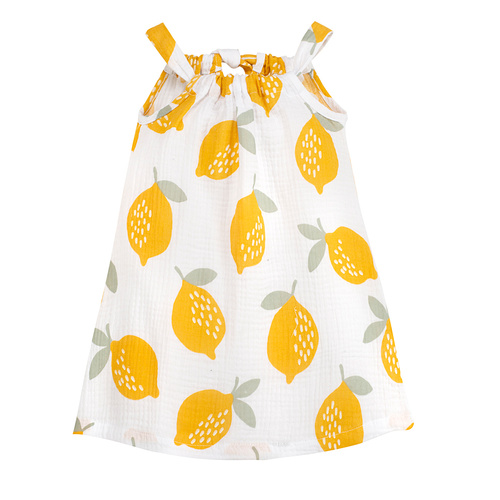 Lemons mušelínové šaty bez ramienok Pinokio s citrónovou potlačou