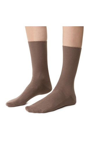 Art. 062 Dámske ponožky Steven 013 tmavo béžové - rebrované, nestlačené, bavlnené