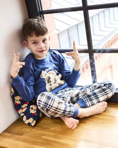 593/174 966/174 Chlapčenské pyžamo Cornette Bears | Bavlna, dlhý rukáv, károvaná nohavica