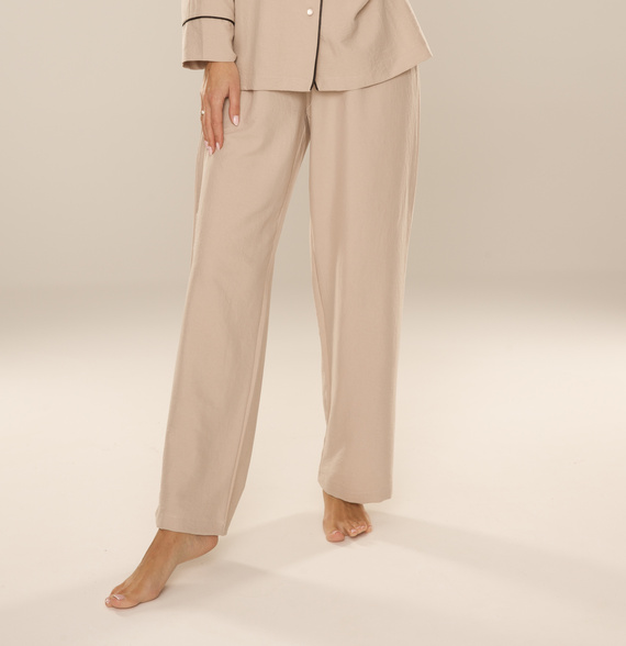 Maeve 875 De Lafense dámske pyžamové nohavice - dlhé, hladké, s vreckami - pieskové