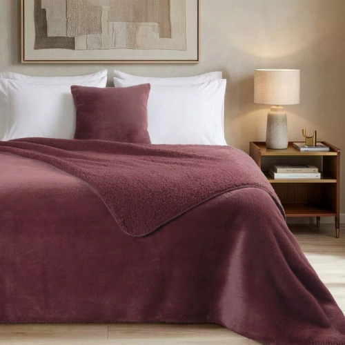 Dekoratívny prehoz Nina Eurofirany bordový 170x210 plyšový mäkký 240 g/m²