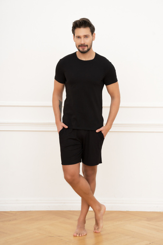 Ikar Pánske tričko s krátkym rukávom Italian Fashion - čierne