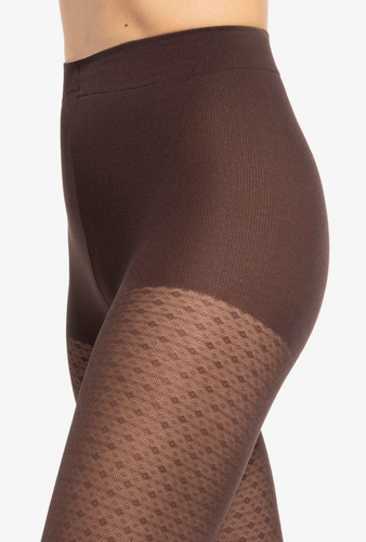 Gatta Wedel wz.03 Pančuchové nohavice 40 den - geometrický vzor, tmavo čokoládové