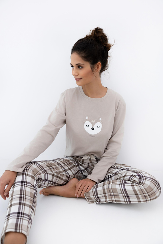 Dámske pyžamo Tinsley Sensis - bavlnené, dlhé, kockované