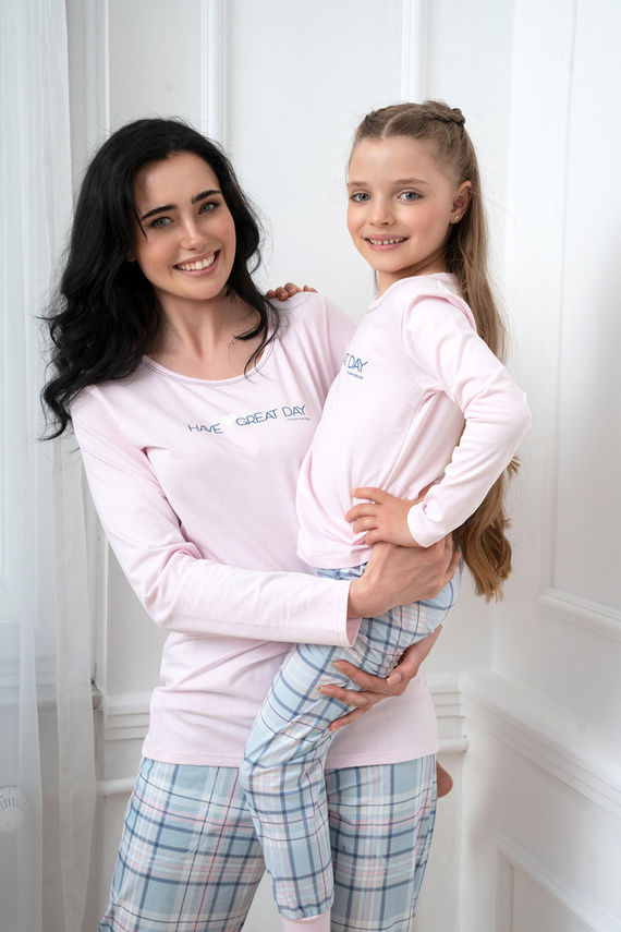 Glamour Dámske pyžamo s dlhým rukávom a dlhými nohavicami Italian Fashion - ružová/potlač