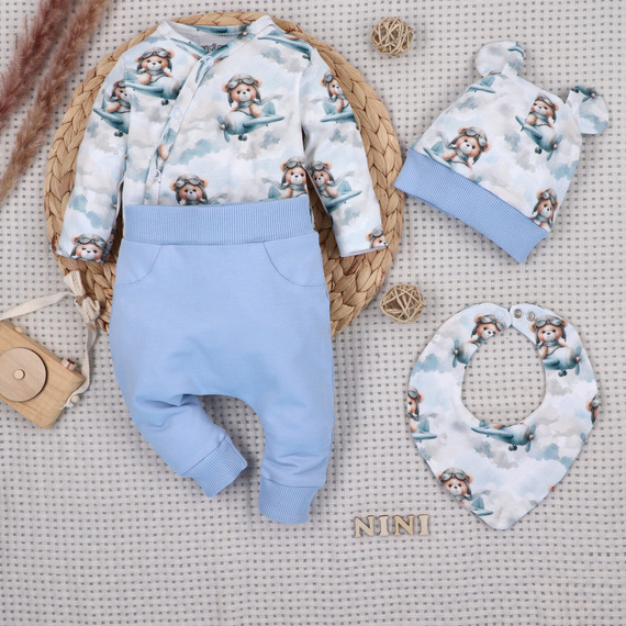 NINI ABK-0059/PIL 4-dielna detská súprava Baby Bear Pilot