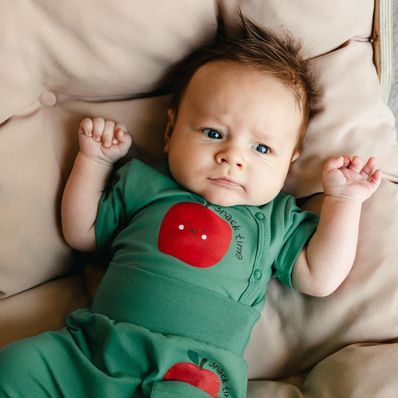 Dojčenské body Eevi Snack Time krátky rukáv bavlna elastické pohodlné