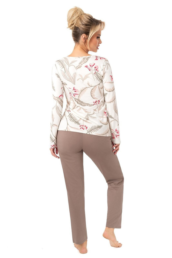 Dámske pyžamo Michelle Donna béžová - viskóza, dlhý rukáv | Pohodlie a elegancia na noc