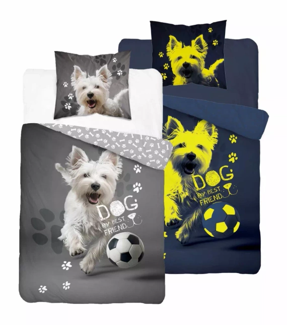 5205 A Fluo 40 Pościel bawełniana świecąca w ciemności Pies piłka Detexpol