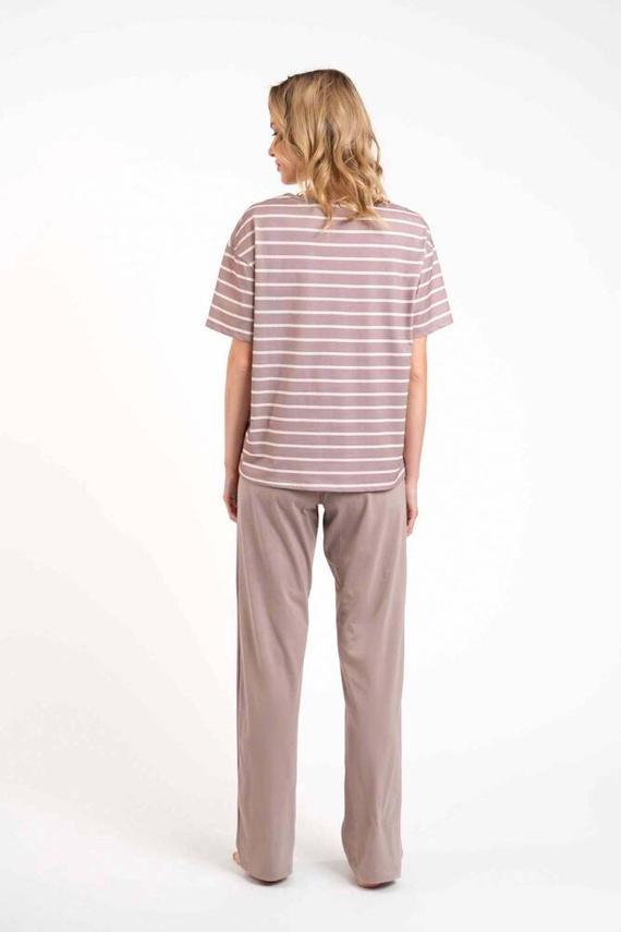 Betty Dámske pyžamo s krátkym rukávom a dlhými nohavicami Italian Fashion - cappuccino/print cappuccino