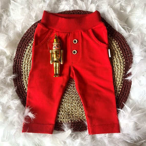 Tepláky Mamatti SM014 Merry Christmas - červené, bavlna