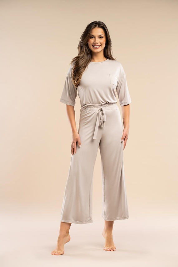 Dámske pyžamo MK34 Only You beige Belle Reverie - viskóza, krátky rukáv, ľahké a zmyselné