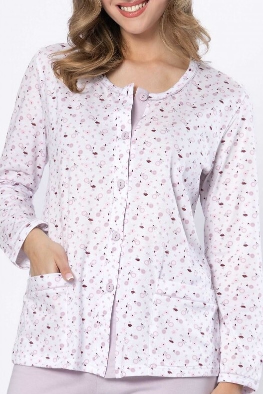 Dámske pyžamo Leveza Danuta 1637 lila - bavlna, dlhý rukáv, zapínanie na gombíky