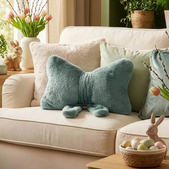 Eurofirany Wiosna 135 – dekoratívny vankúš 37x10x30 s mašľou sage