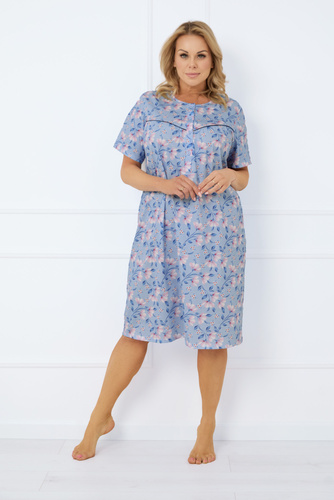 Nočná košeľa Facelia s rozopnutými gombíkmi, krátky rukáv Talianska móda - potlač