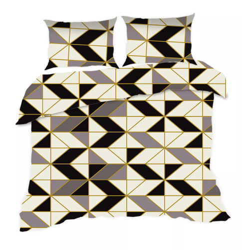 1808N Bavlnené posteľné prádlo Classic E24 Karo geometry cream grey black- 100% bavlna, odolná, farebná, 2-dielna súprava