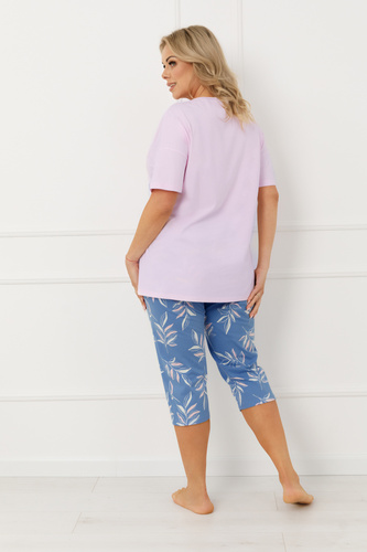 Dámske pyžamo ERULA Talianska módna bavlna s krátkym rukávom 3/4 nohavice ružová