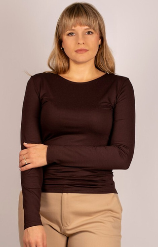 Manati Dámska blúzka s dlhým rukávom Babell hnedá - viskóza s elastanom