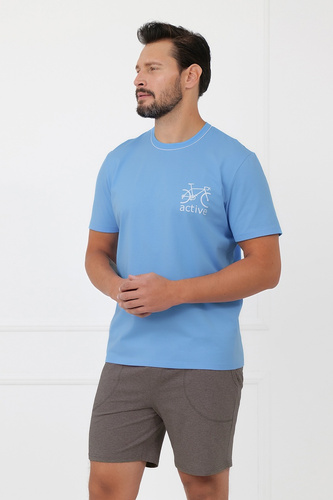 Pánska bavlnená pyžama Devon Italian Fashion krátky rukáv melange