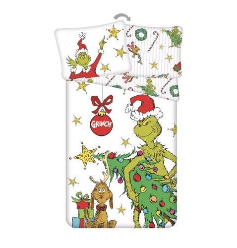 Bavlnené obliečky Grinch Grinchmas JF24 140x200 100% bavlna Grinch zámok
